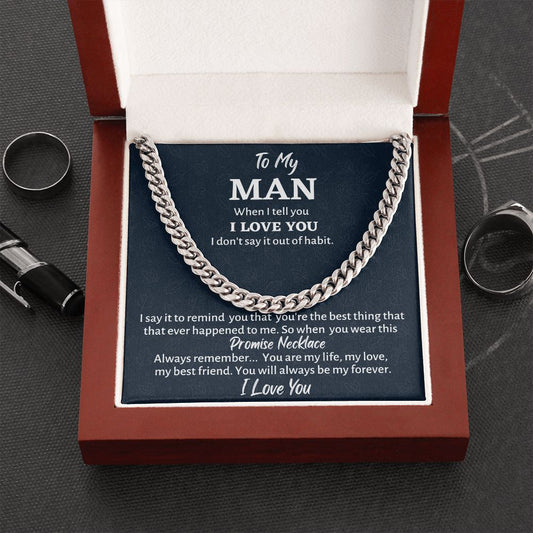 To My Man Cuban Link Chain, Birthday or Anniversary Gift for Him, Christmas Gift, Gift For Him, Boyfriend or Husband Birthday Gift - Family Gear Collections