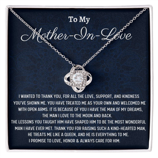 To My Mother In Love, Love Knot Necklace, Mother's Day Gift, Husband's Mom jewelry, I Love You. - Family Gear Collections