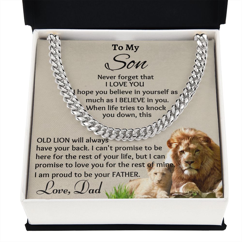 To My Son Cuban Chain Link Never Forget I Love You - Family Gear Collections