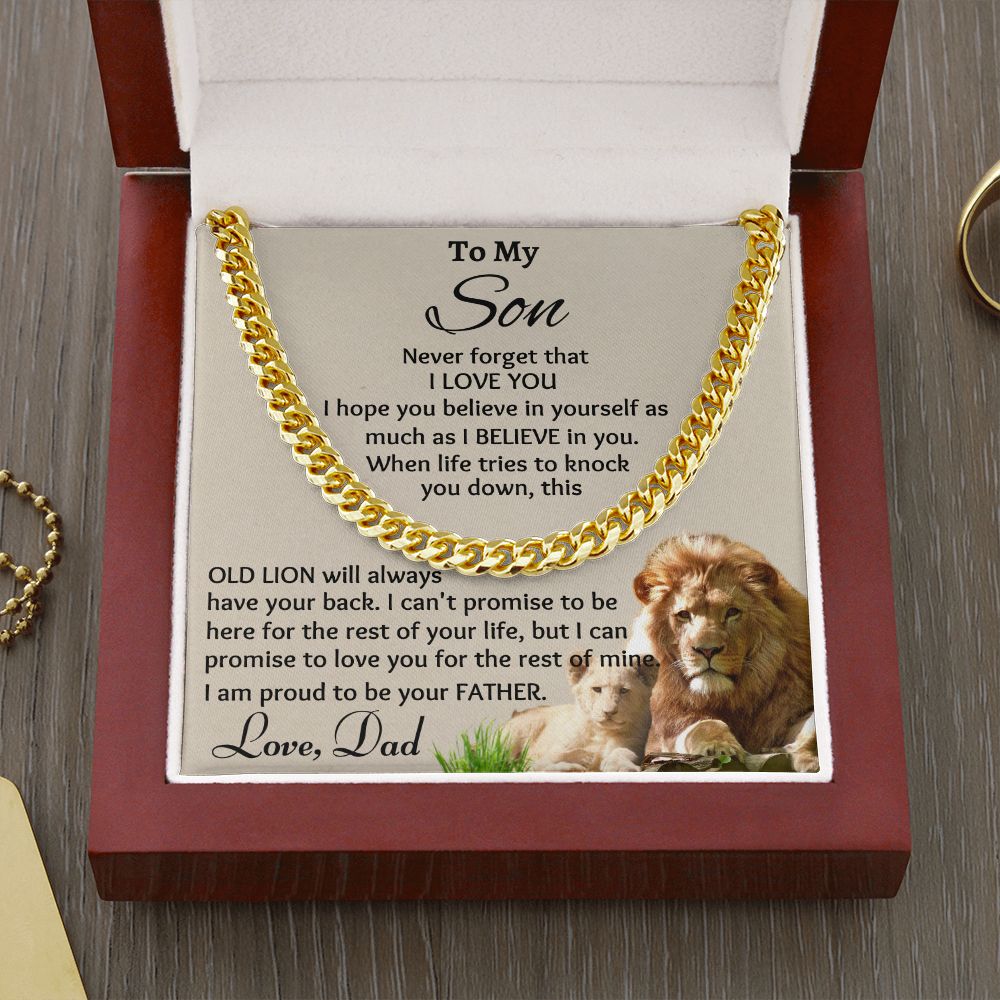 To My Son Cuban Chain Link Never Forget I Love You - Family Gear Collections