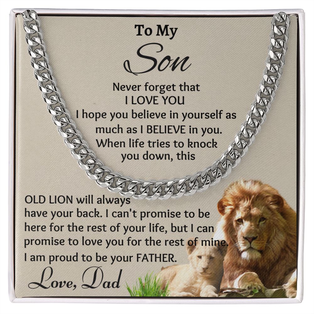 To My Son Cuban Chain Link Never Forget I Love You - Family Gear Collections