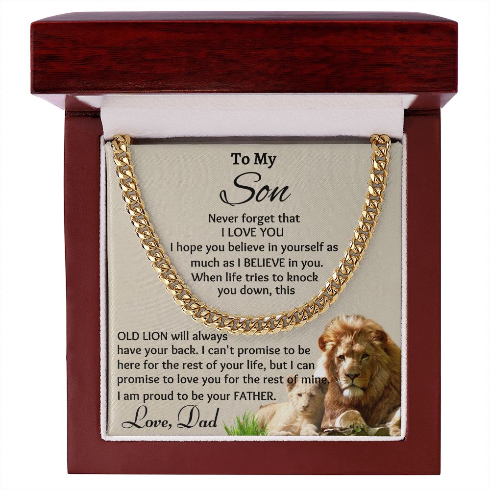 To My Son Cuban Chain Link Never Forget I Love You - Family Gear Collections