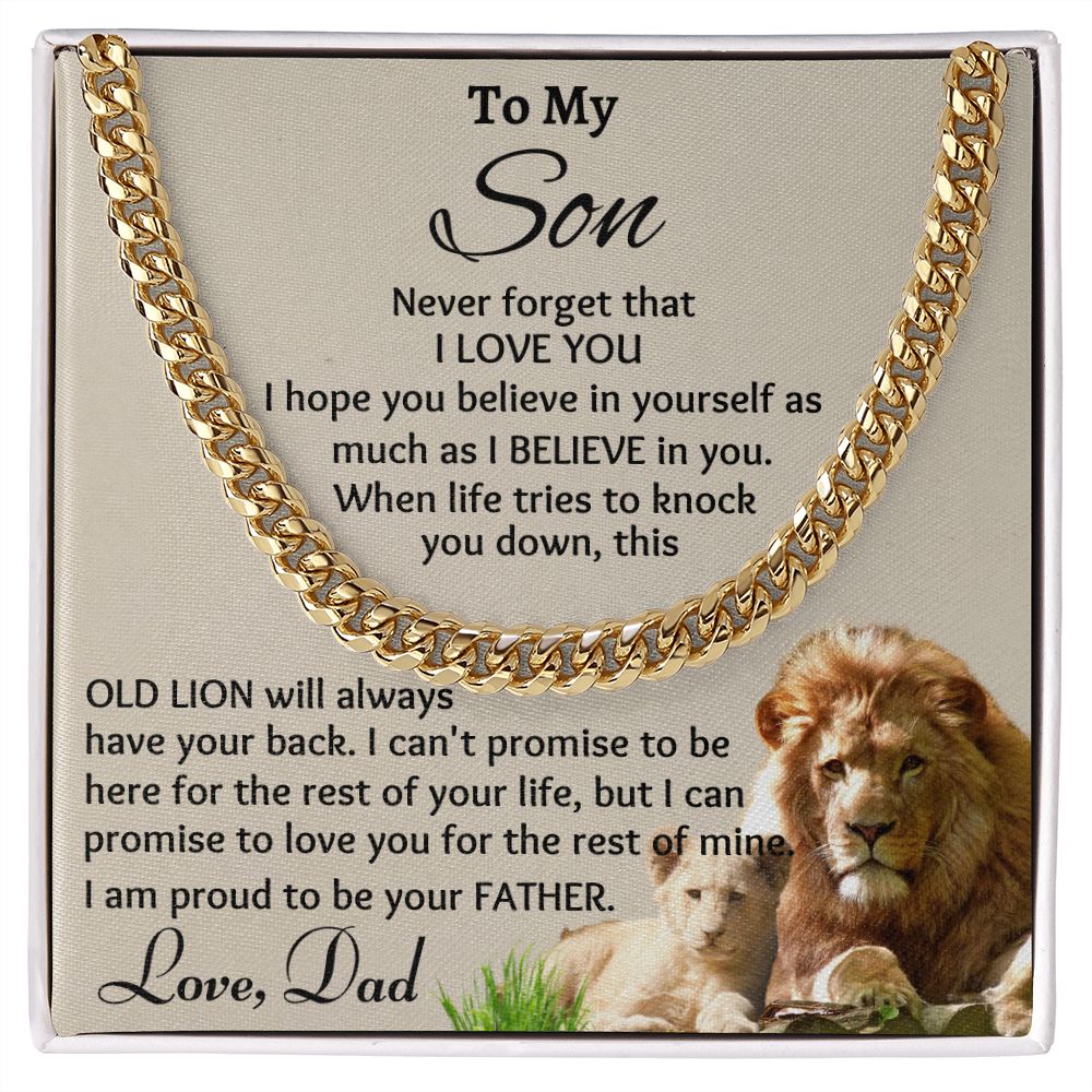 To My Son Cuban Chain Link Never Forget I Love You - Family Gear Collections