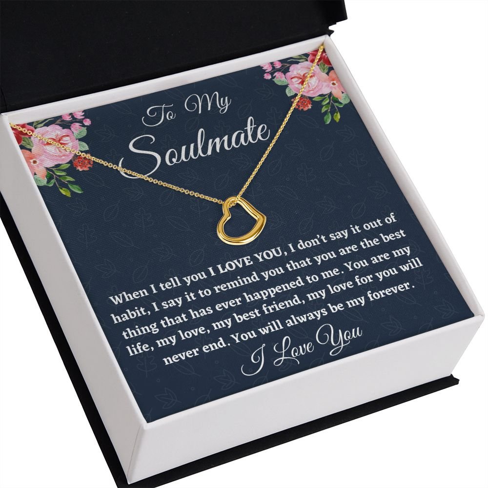 To My Soulmate, Delicate Heart Necklace, Christmas Gift, Birthday Gift For Her, I l Love You. - Family Gear Collections