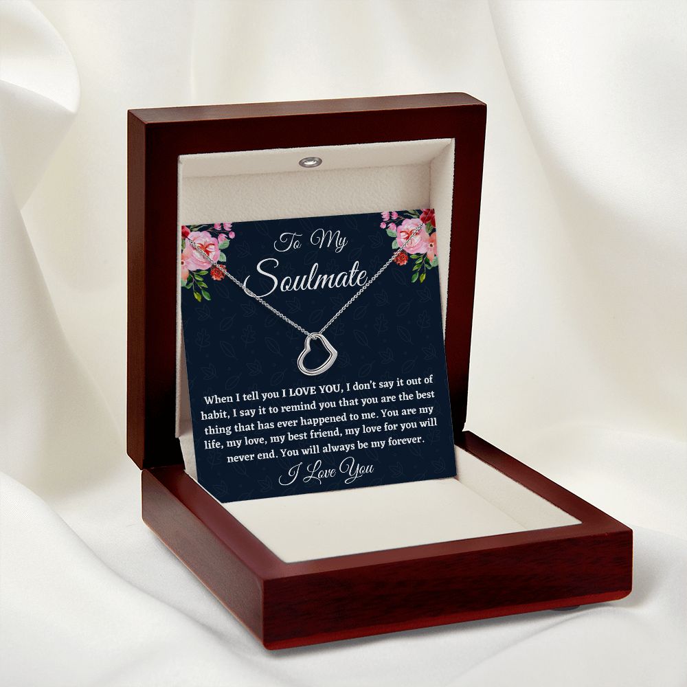 To My Soulmate, Delicate Heart Necklace, Christmas Gift, Birthday Gift For Her, I l Love You. - Family Gear Collections