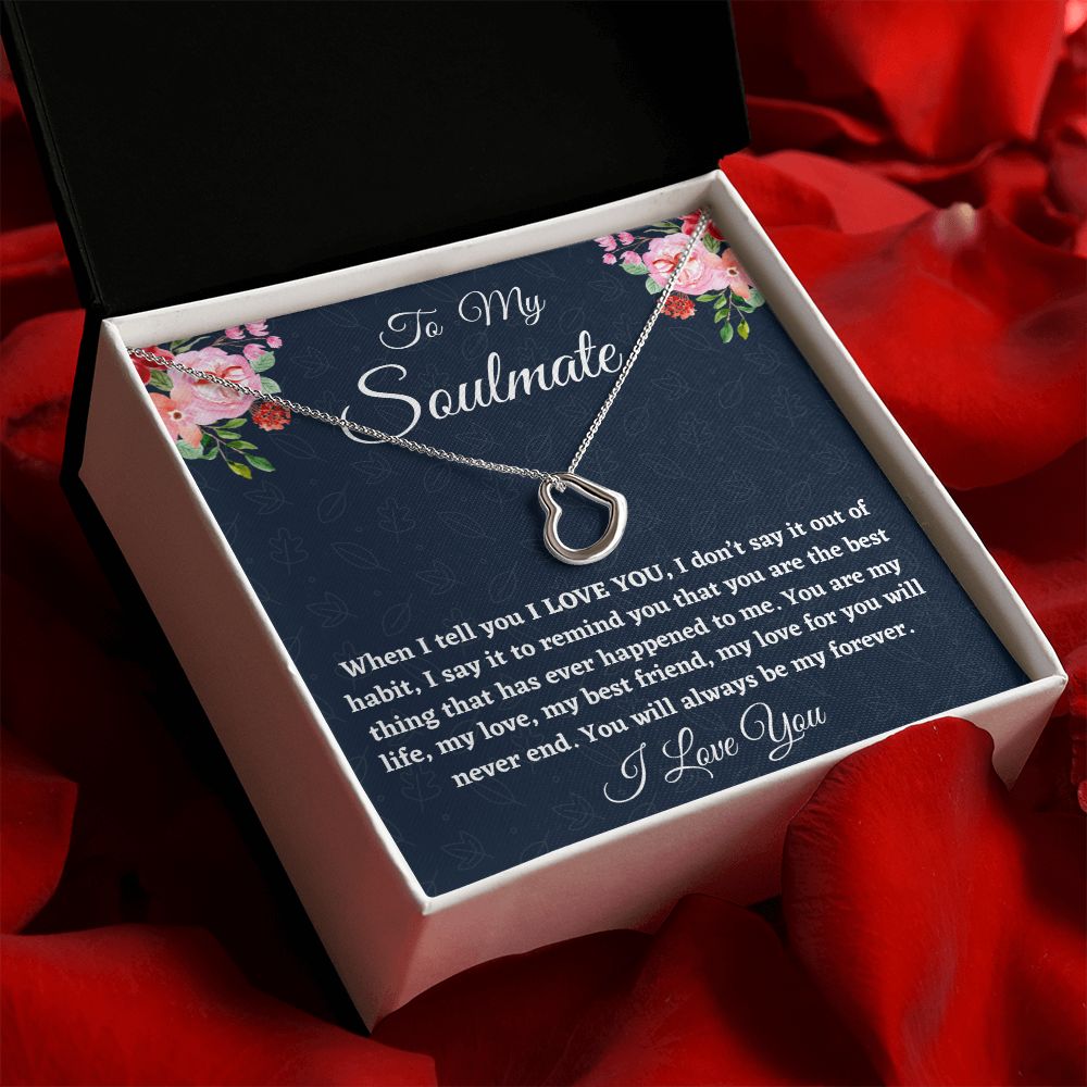 To My Soulmate, Delicate Heart Necklace, Christmas Gift, Birthday Gift For Her, I l Love You. - Family Gear Collections