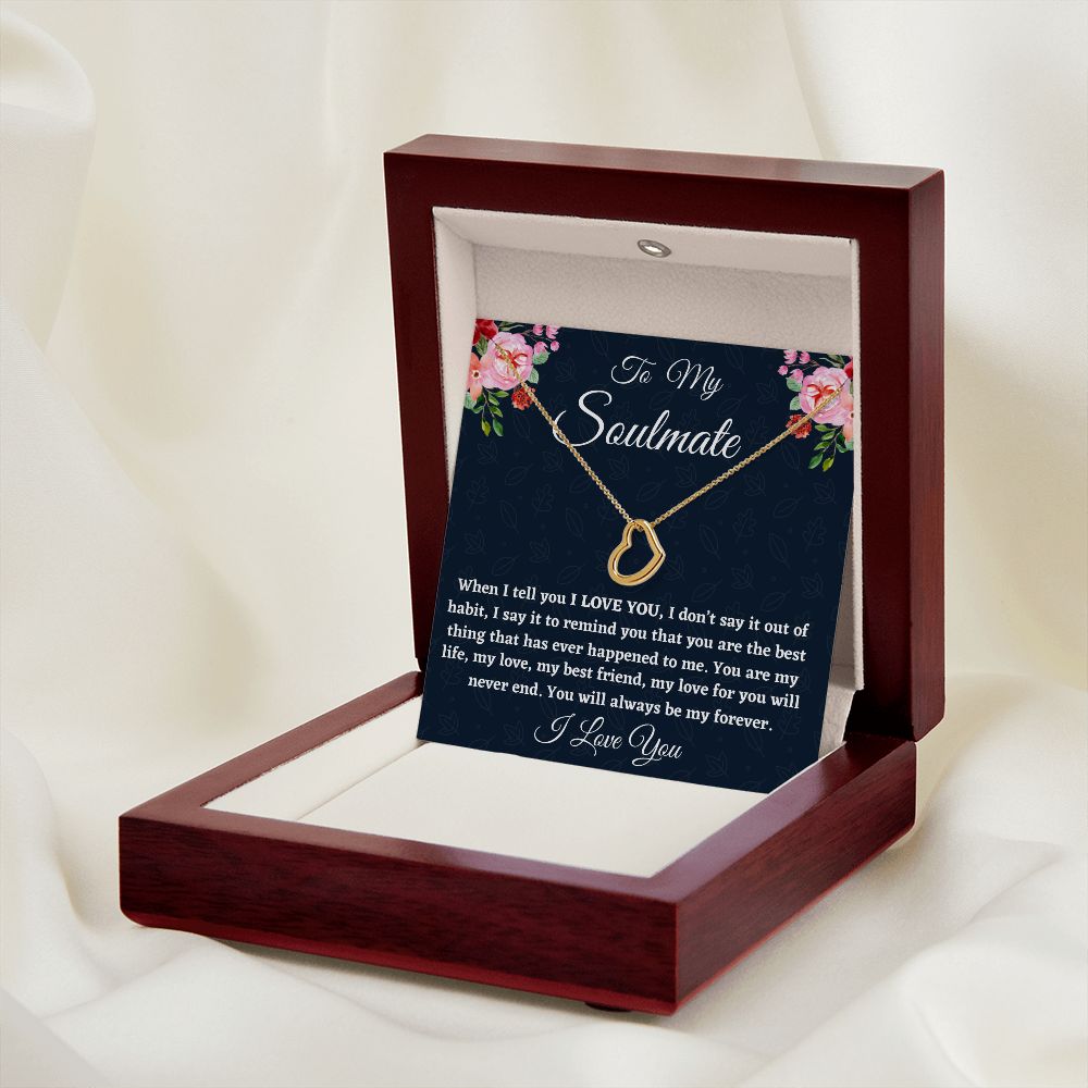 To My Soulmate, Delicate Heart Necklace, Christmas Gift, Birthday Gift For Her, I l Love You. - Family Gear Collections