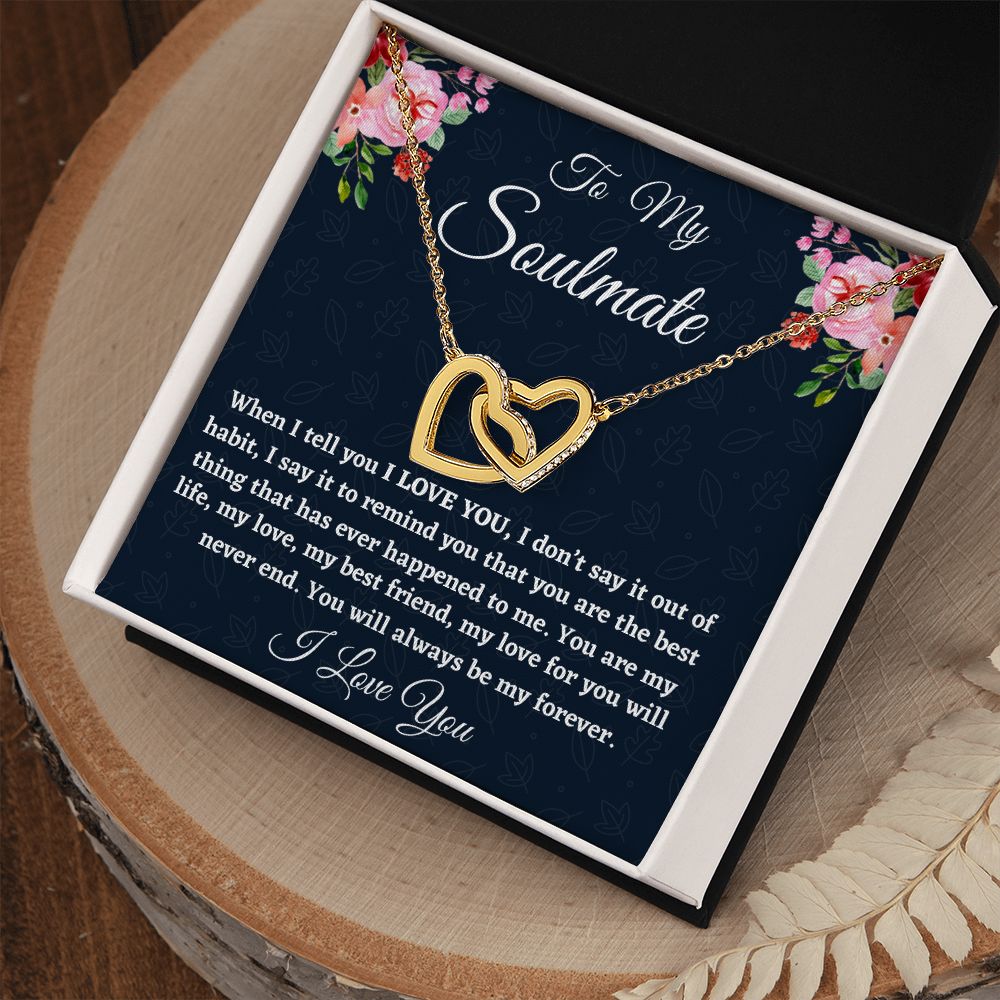 To My Soulmate, Interlocking Hearts Necklace, Christmas Gift, Birthday Gift For Her, l Love You. - Family Gear Collections