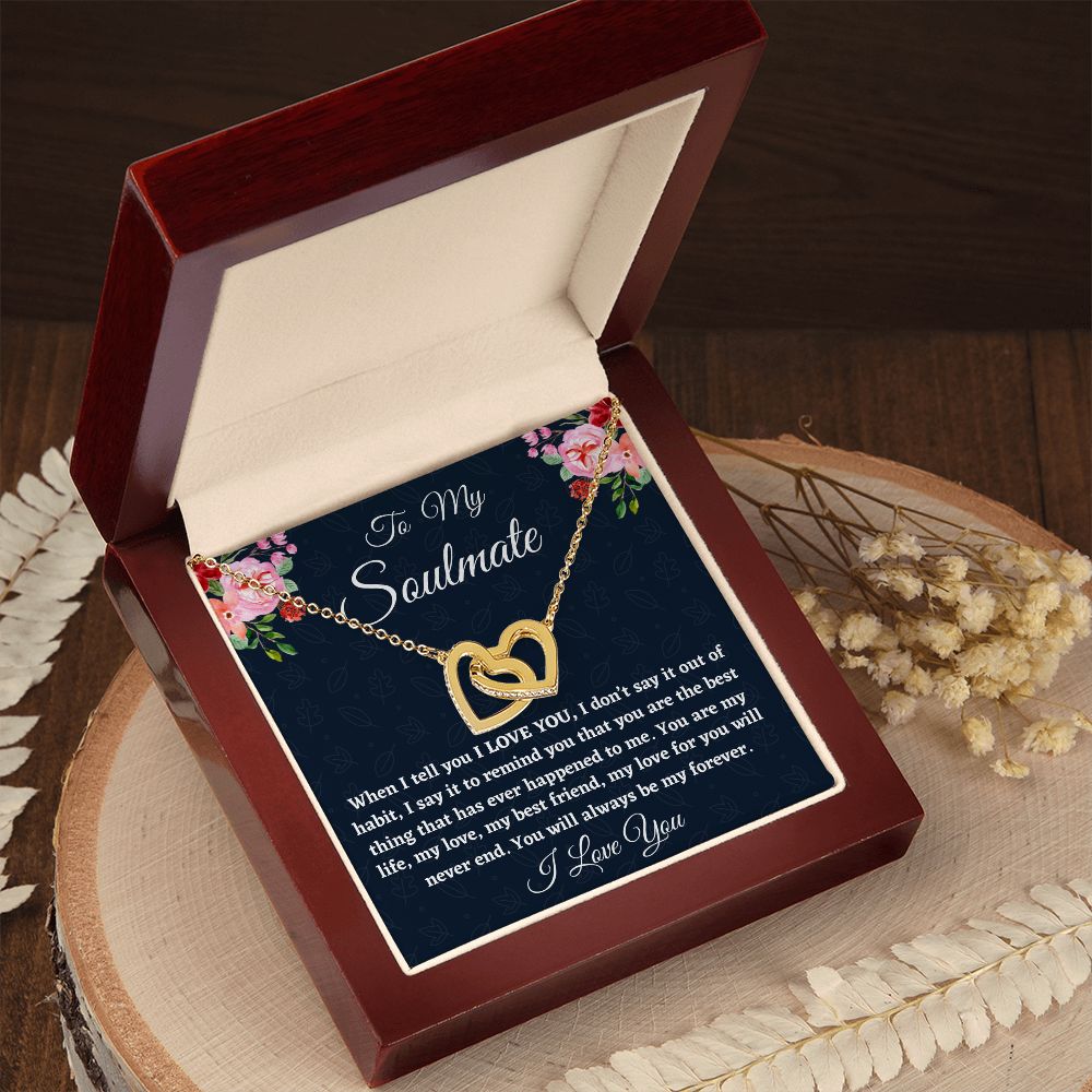 To My Soulmate, Interlocking Hearts Necklace, Christmas Gift, Birthday Gift For Her, l Love You. - Family Gear Collections