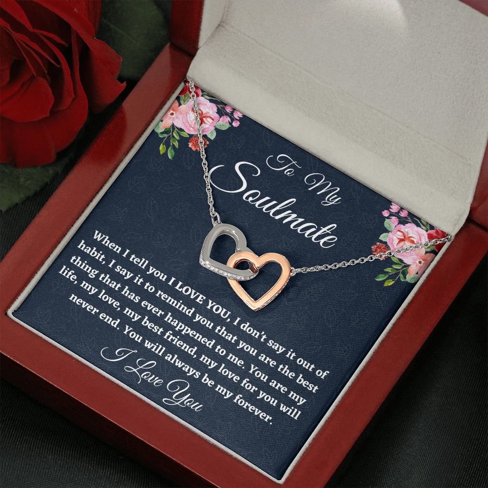 To My Soulmate, Interlocking Hearts Necklace, Christmas Gift, Birthday Gift For Her, l Love You. - Family Gear Collections