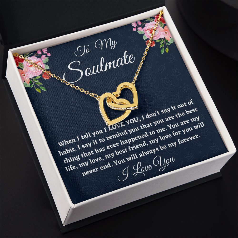 To My Soulmate, Interlocking Hearts Necklace, Christmas Gift, Birthday Gift For Her, l Love You. - Family Gear Collections