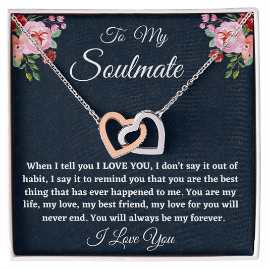 To My Soulmate, Interlocking Hearts Necklace, Christmas Gift, Birthday Gift For Her, l Love You. - Family Gear Collections