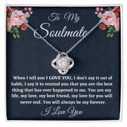 To My Soulmate, Love Knot Necklace, Christmas Gift, Birthday Gift For Her, I l Love You. - Family Gear Collections