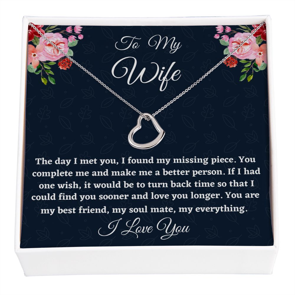 To My Wife, Delicate Heart Necklace, Christmas Gift For Amazing Wife, Birthday Gift, From Loving Husband. - Family Gear Collections