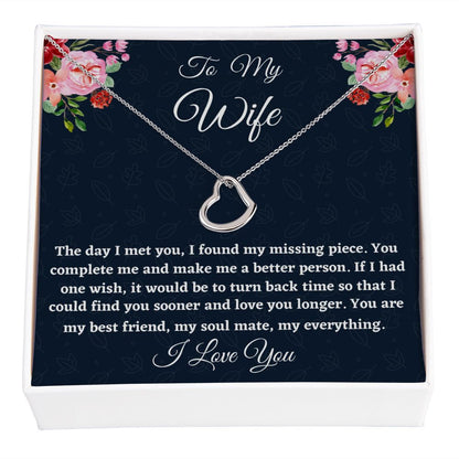 To My Wife, Delicate Heart Necklace, Christmas Gift For Amazing Wife, Birthday Gift, From Loving Husband. - Family Gear Collections