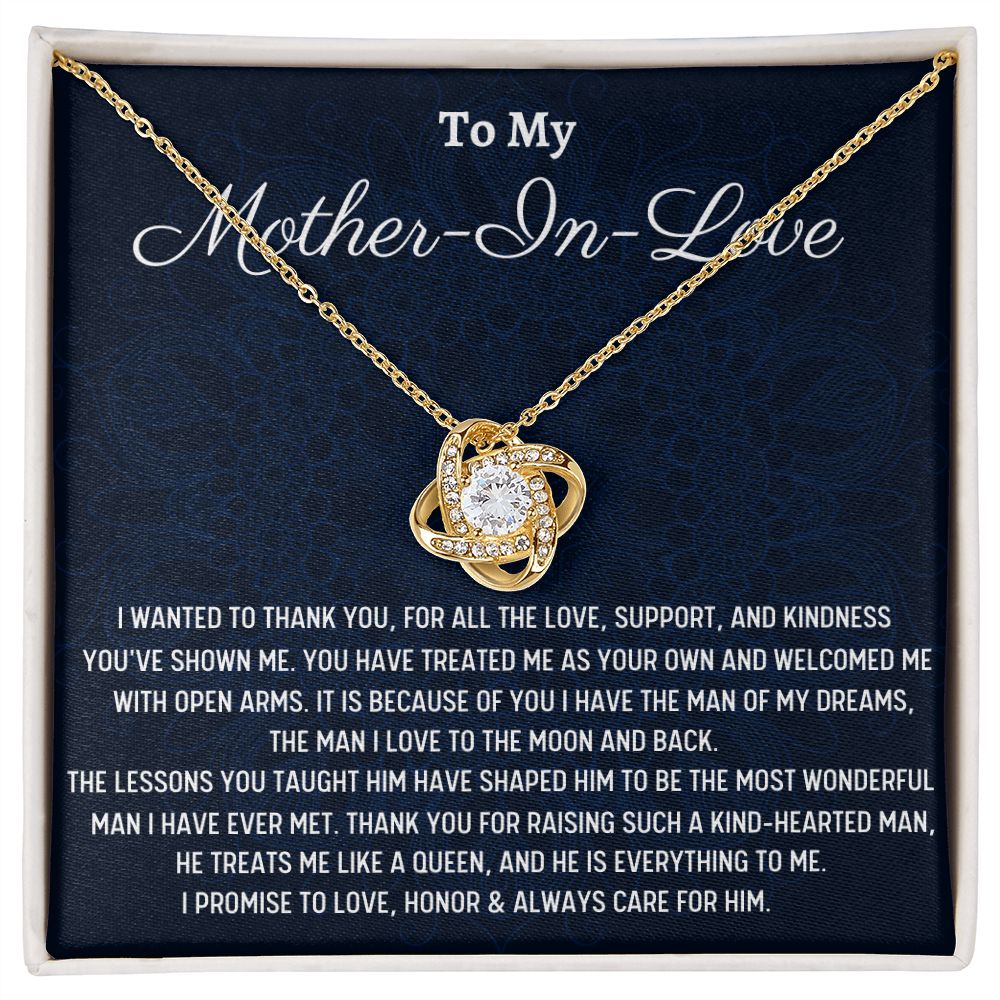 To Wonderful Mom In Love, Wedding Day Gift, Love Knot Necklace, Christmas Gift For Amazing Mom-In-Love - Family Gear Collections