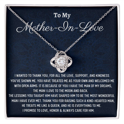 To Wonderful Mom In Love, Wedding Day Gift, Love Knot Necklace, Christmas Gift For Amazing Mom-In-Love - Family Gear Collections