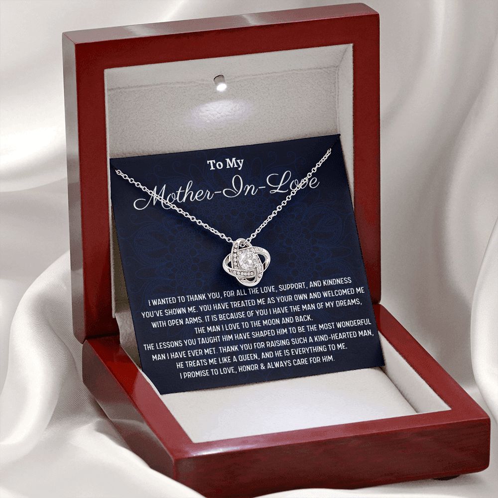 To Wonderful Mom In Love, Wedding Day Gift, Love Knot Necklace, Christmas Gift For Amazing Mom-In-Love - Family Gear Collections